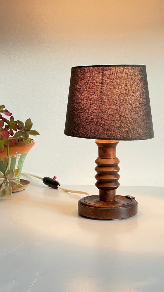 Image 1 of LAMPE Bois façon Charles DUDOUYT Vintage