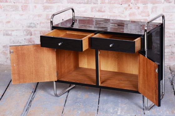 Restored Bauhaus Small Cabinet, By R. Slezák, Chrome-Plated Steel, Czech, 1930s – Metal, Wood (photo 8 of 13)