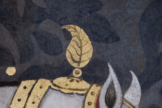 Image 1 of Bemaltes Leinwandbild mit der Büste eines indischen Pferdes. Zeitgenössisch.