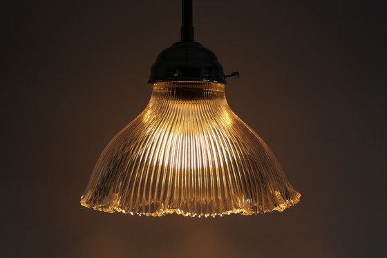 Image 1 of Lampes pendantes en plexiglas transparent strié Holophane