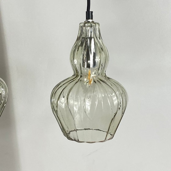 Coppia di lampade a sospensione antiche in vetro trasparente. – Glass (photo 5 of 9)