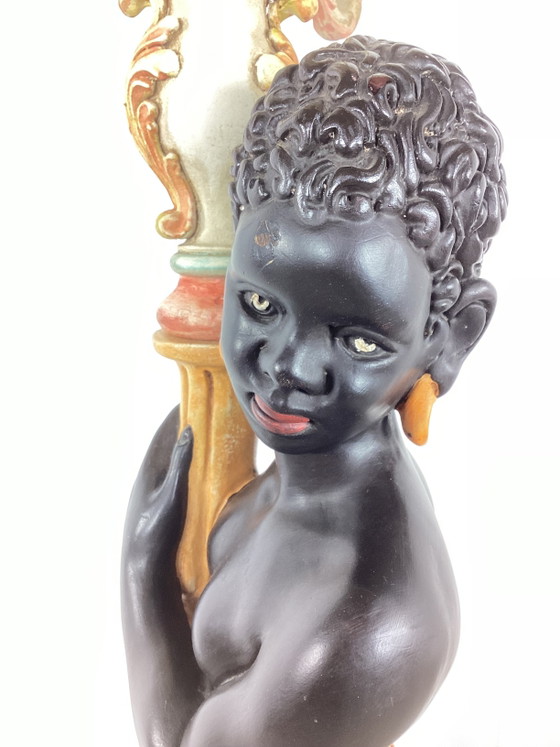 Vintage large Italian Venetian Moorish Floor light – Wood, Ceramic (photo 9 of 13)