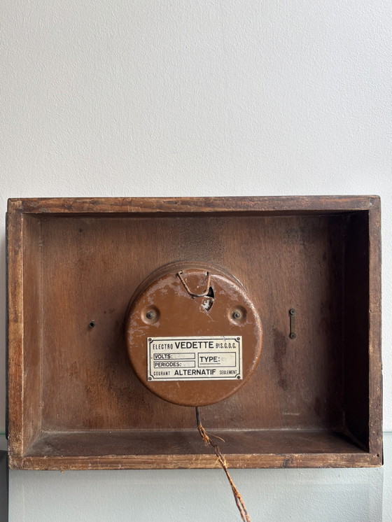 Vintage Electro Vedette wandklok – Frankrijk, jaren 50 – Klokken, Wood, Brass (photo 3 of 5)
