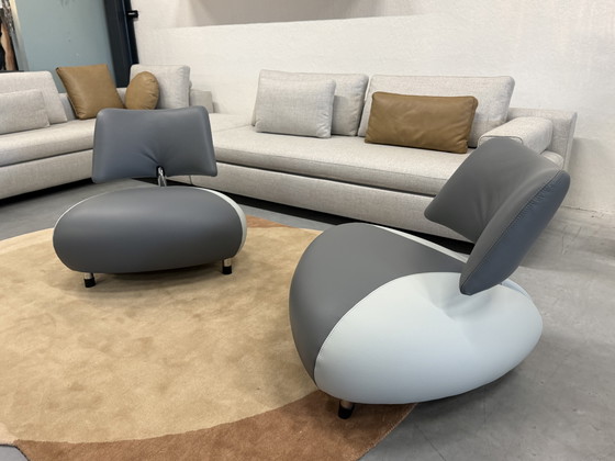 Image 1 of 2 fauteuils Leolux Pallone en cuir gris