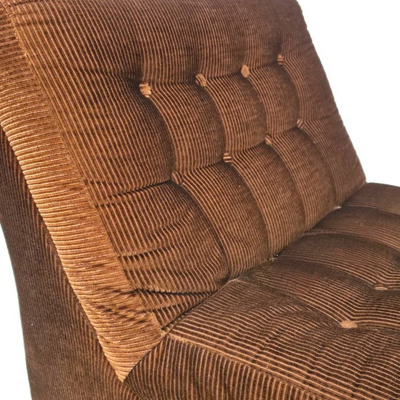 Image 1 of Lounge fauteuils modulair jaren 70 bruine rib set van twee 