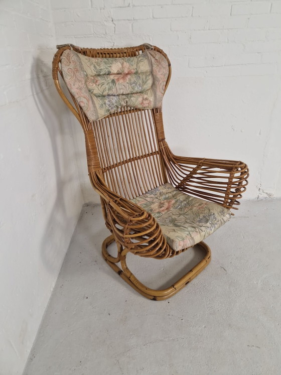 Tito Agnoli Italy, Rattan Chair from the 1960s, Armchairs, Textile, Brown (photo 6 of 7)