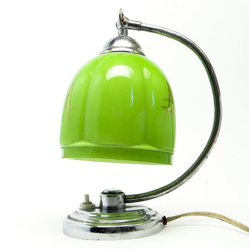 Mid-Century Bedside Lamp from Polam, 1950s – tafellampen, Glass, Metal