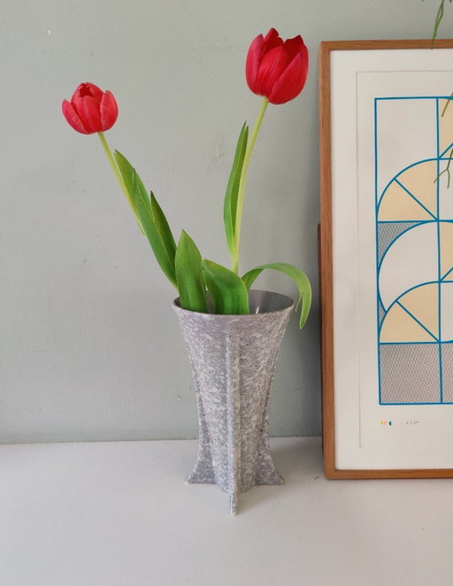 Faux granite postmodern vase with pink tones - Italian 1980s