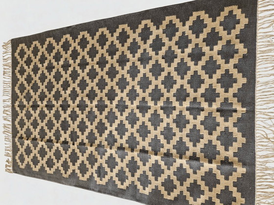 Image 1 of Senon Kilim Rug 160 × 230 cm – Handmade in Egypt – Grey Diamond, Flat-Weave