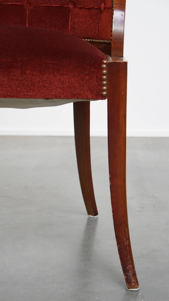 Image 1 of Art Deco Dining/Side Chair mit roter Polsterung