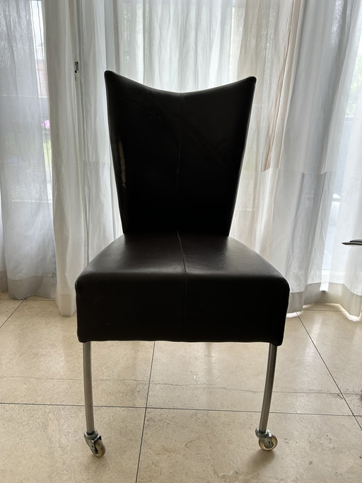 6x Plantagie Leather Dining Chairs