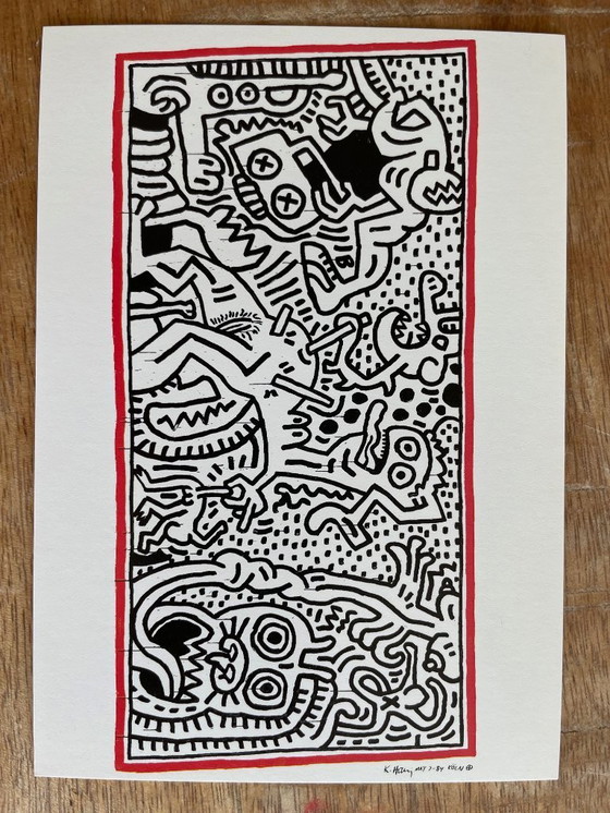 Image 1 of Keith Haring (1958-1990), Courtnesy George Mulder, Nueva York, conjunto de 4 postales litografías offset, impresas en 