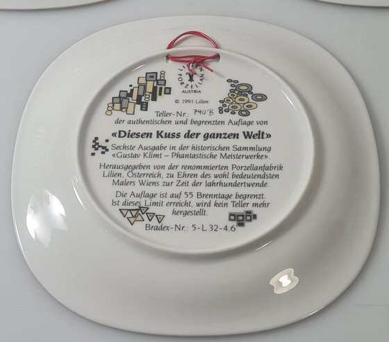 Image 1 of 8 platos coleccionables de porcelana de Gustav Klimt de Lilien Austria con certificados