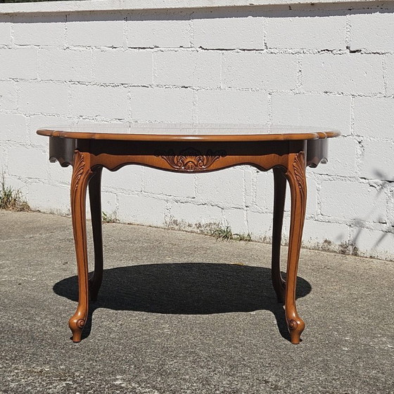 Image 1 of French Vintage Marqueterie Dining Table-Extendable Cherrywood Table-Style Louis XV-80s