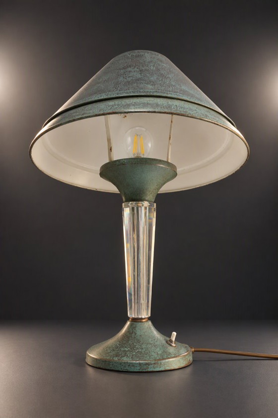 Art Deco Designlampe Gênet et Michon ( Paris ca. 1930 ) – Tischlampen, Metal (photo 9 of 15)