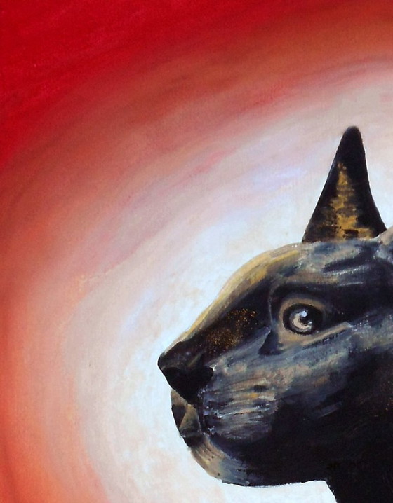 Image 1 of De Egyptische kat (handgeschilderd)
