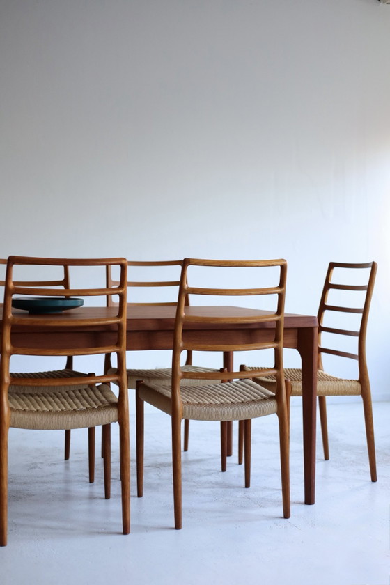 Set di 6 Sedie da pranzo vintage modello 82 papercord, Niels Otto Møller, Legno, Marrone (foto 12 di 12)