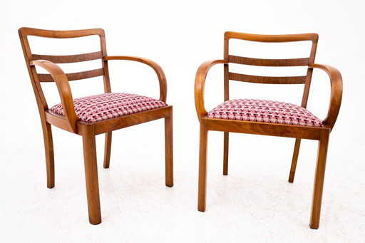Pair of Art Deco armchairs, Poland, mid-20th century.