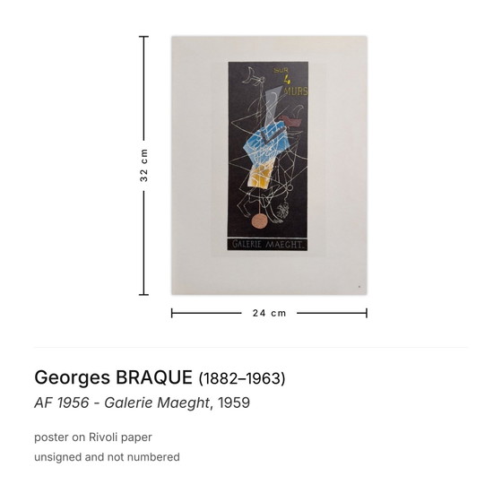 Image 1 of Georges BRAQUE AF 1956 - Cartel de la Galería Maeght 1959