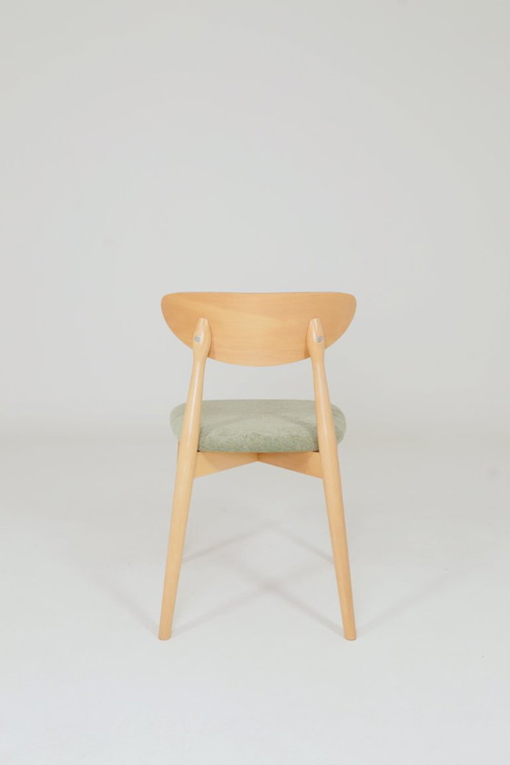 Image 1 of Set di 6 sedie da pranzo moderne, salvia Farbic e faggio naturale