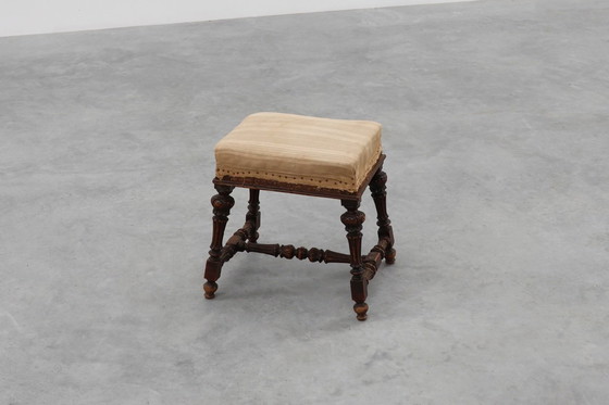 Image 1 of Baroque 19th century oak stool in Louis XV style, France 