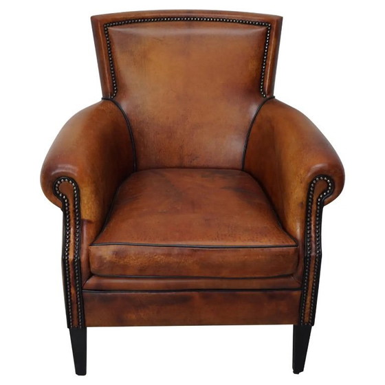 Image 1 of Vintage Nederlandse leren clubfauteuil in cognackleur