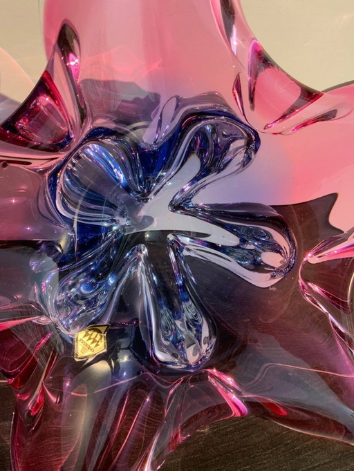 Josef Hospodka Chřibská Glass Vase Czech Art Glass 1960s - Original Label