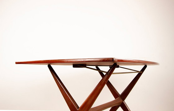 Image 1 of Tavolo scandinavo vintage, alto e basso, in teak di Frederik Kayser per Gustav Bahus, Norvegia, 1960.