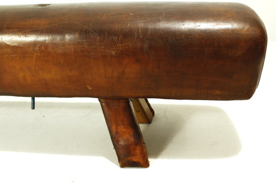 Image 1 of Panca da ginnastica vintage in pelle con maniglie, anni '40