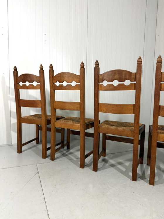 Rustieke Eiken Razor Back Eetkamerstoelen 1960’s – Wicker (photo 15 of 18)