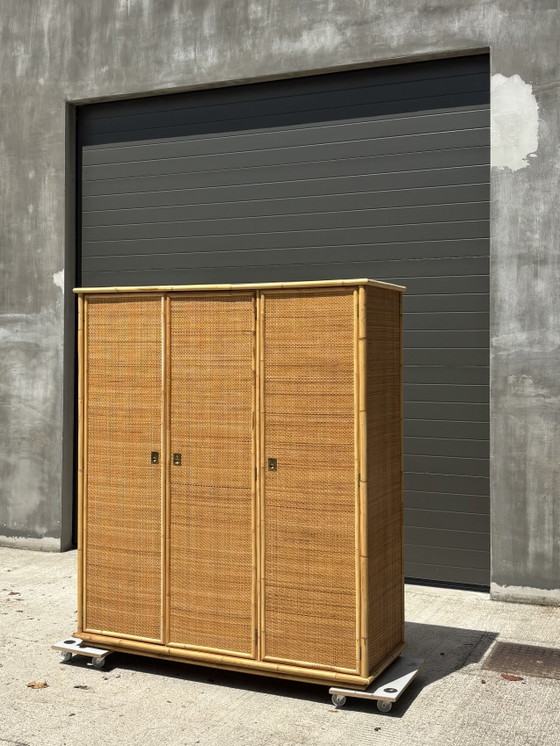 Image 1 of Armoire Dal Vera en bambou et rotin – Italie, années 1970