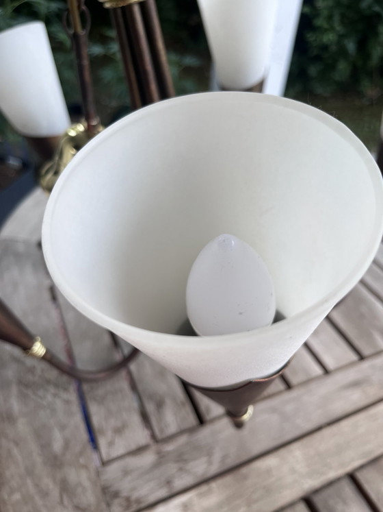 Image 1 of Bonalux Mid Century Trompetkroonluchter – Hanglamp met 5 vlammen uit de jaren 60/70