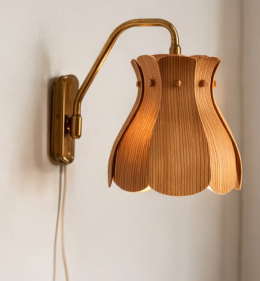 Vintage Scandinavische houten lampenkap