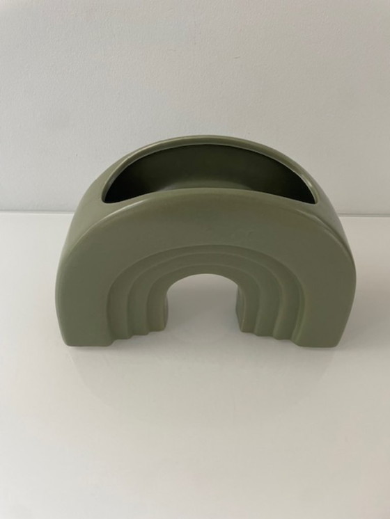 Image 1 of Modern vase/flower pot in arch shape – army green