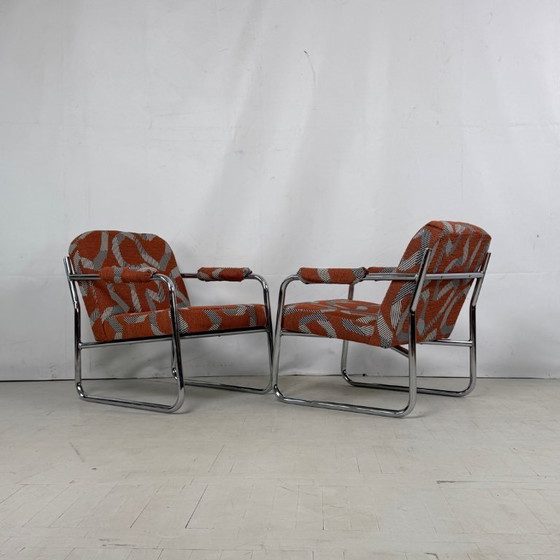 Image 1 of Bauhaus-Style Reupholstered Armchairs, 1990s