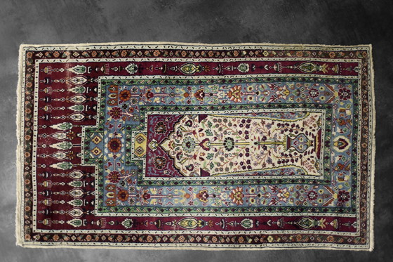 Image 1 of Vintage Hand-Woven Middle Eastern Oriental Baluch Prayer Rug, 1960s