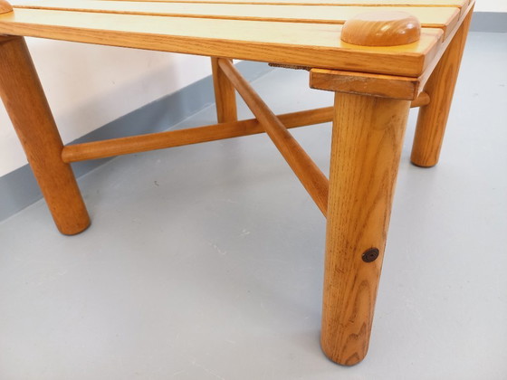 Image 1 of Vintage square coffee table in solid pine from the 70s and 80s