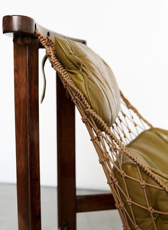 Image 1 of Jean Gillon "Jangada" Lounge Chair & Ottomane For Italma Wood Art, 1968