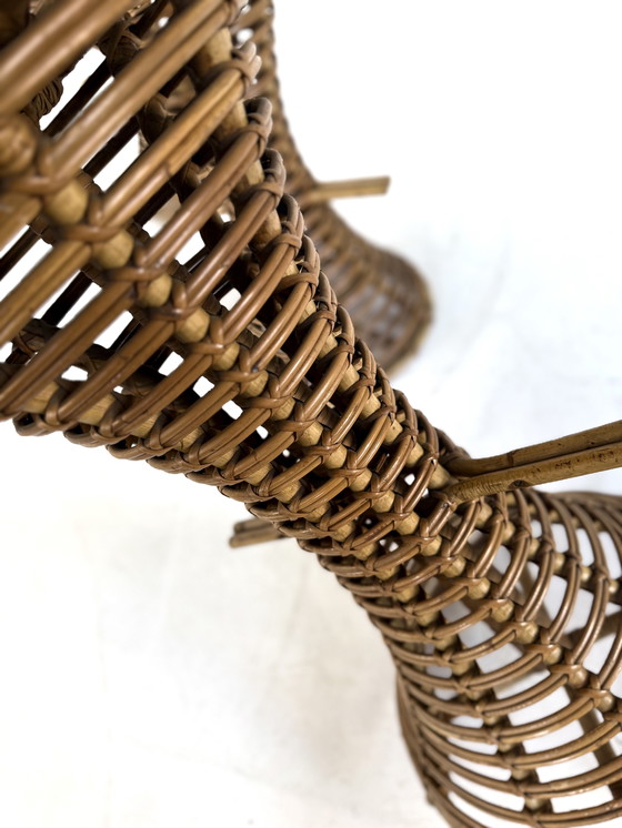 Image 1 of 3x tabouret de bar en rotin vintage, Mary Beatrice Bloch '50