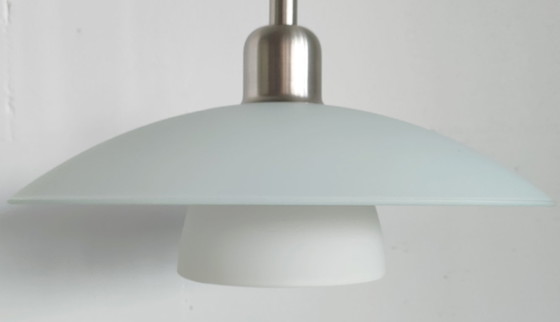 Image 1 of Vintage/Retro 'Nordic style' diffuus matwit glazen plafondlamp
