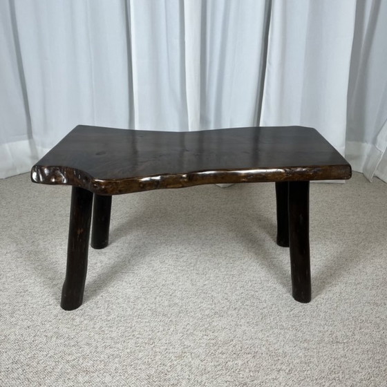 Image 1 of Mesa de centro rústica de madera maciza, estilo Wabi-Sabi, década de 1970.