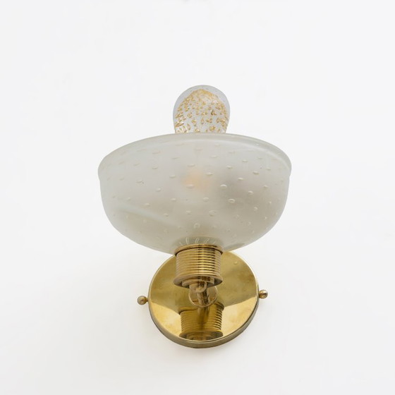 Image 1 of Attribué à Barovier & Toso Applique en laiton et verre de Murano Pulegoso, paire