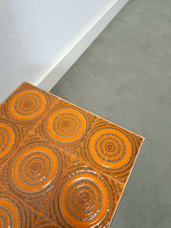 Image 1 of Mesa auxiliar de cerámica naranja, mesa para plantas, nº 33