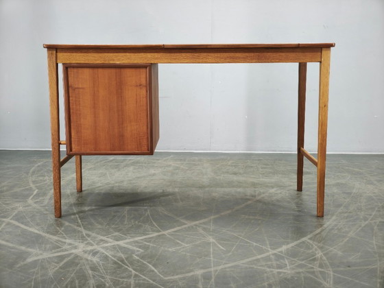 Image 1 of Sven Aage Madsen Teak Vanity Desk with Mirror, Denmark, 1960s