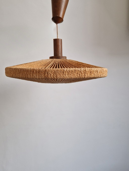 ¡Vintage gran Temde Design lámpara colgante sisal - teca - hermoso!