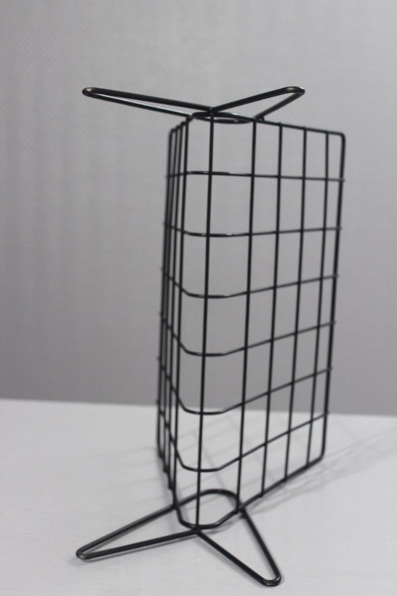 Image 1 of vintage wire magazine rack, modernist design