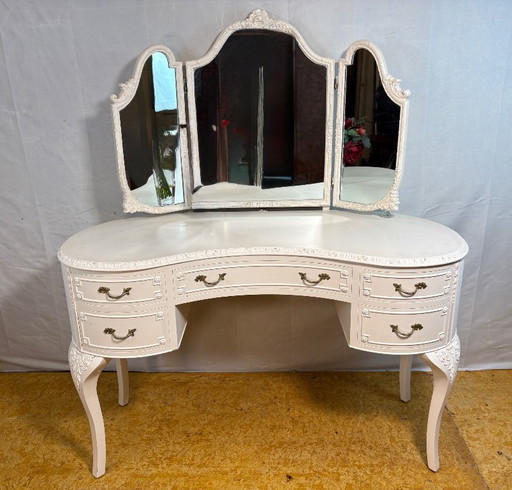 Vintage Franse Olympus kaptafel in Louis XV-stijl met drievoudige spiegel – jaren 1950-1960 – Glass (photo 2 of 10)