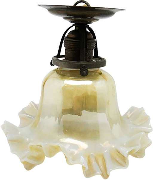 Early 20th Century Glass Pendant Lamp – hanglampen, Metal