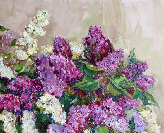 Peinture à l'huile originale Nature morte Fleurs de printemps Lilas – Peintures et dessins, Toile (photo 3 of 5)