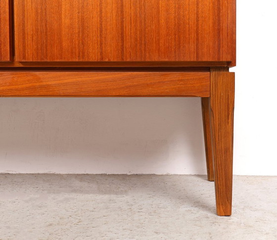 Vintage teak Sideboard with doors and drawers, 1960s, Wood, Brown, Mid Century Modern (photo 10 of 11)